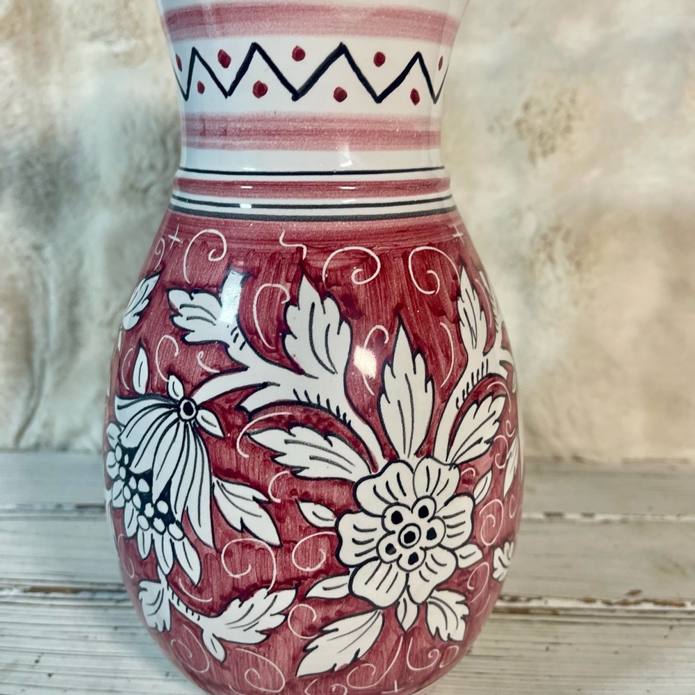 Vintage Orvieto Deruta Italy Pottery‎ Floral Jug Pitcher Vase Earthenware - Picture 9 of 11